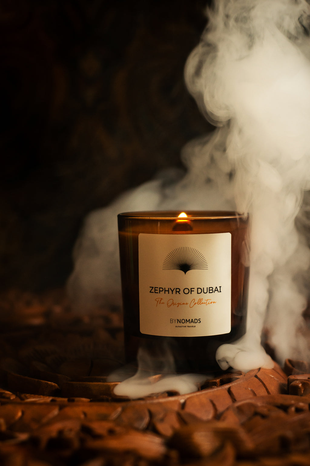 Luxury plant-based scented candles BYNOMADS – Zephyr of Dubai - The Origins Collection – sustainable wooden wick. UAE, Saudi Arabia, Qatar, Kuwait, Bahrain.