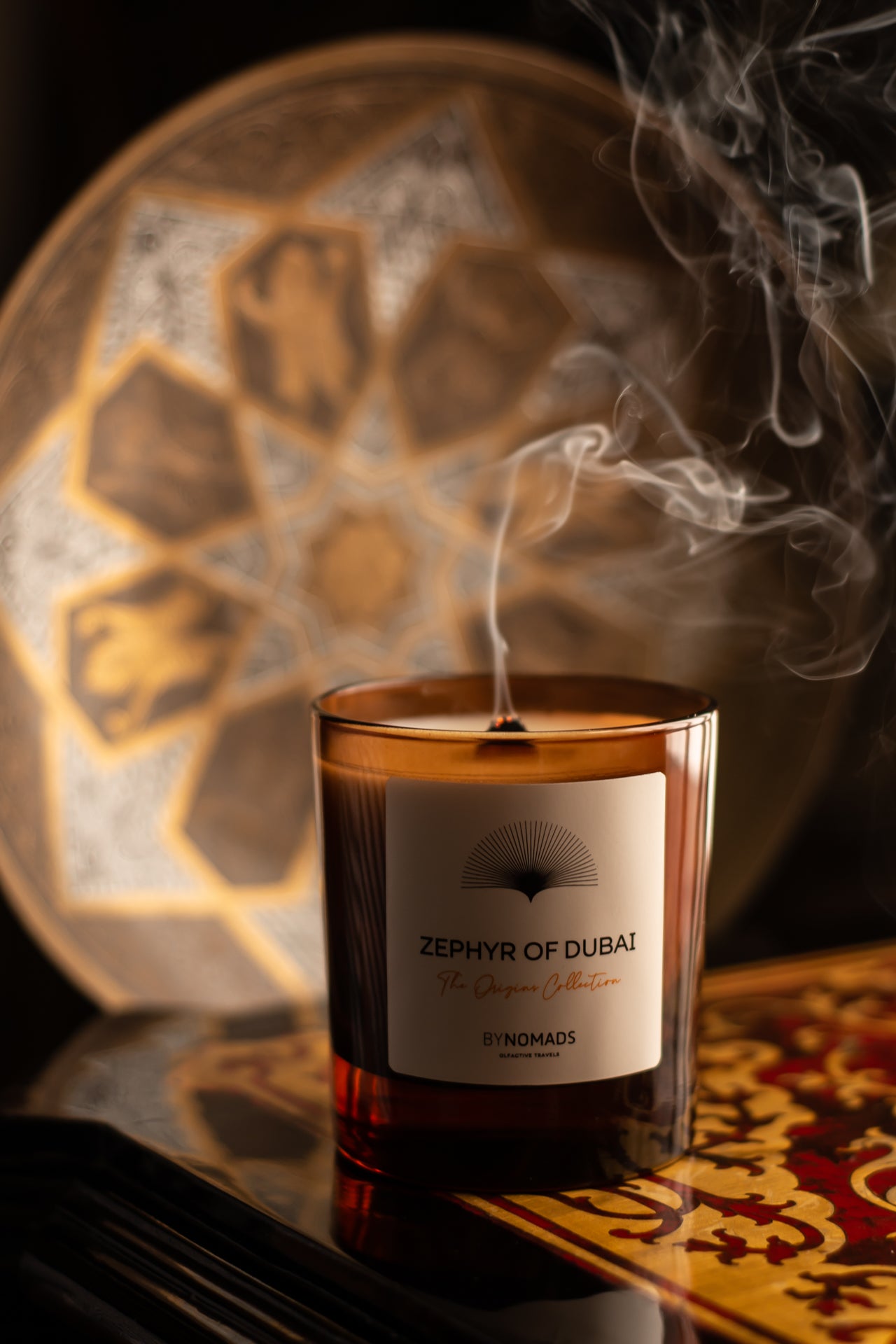 Luxury plant-based scented candles BYNOMADS – Zephyr of Dubai - The Origins Collection – sustainable wooden wick. UAE, Saudi Arabia, Qatar, Kuwait, Bahrain.